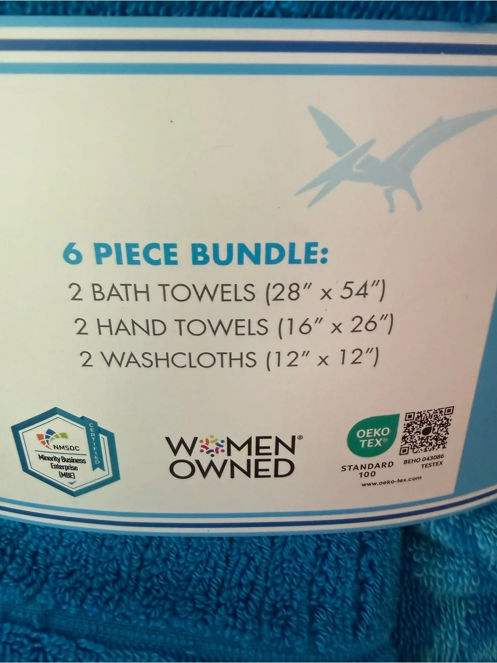Blue Dinosaur Bath Towel Set 6 piece set NWT